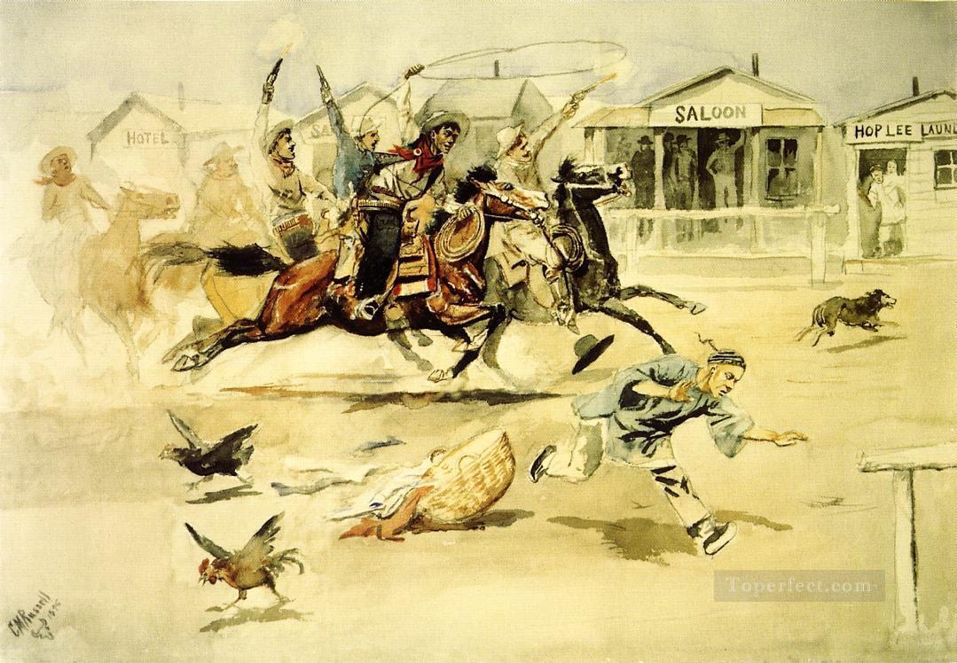 フープ・イット・アップ 1895 チャールズ・マリオン・ラッセル アメリカ・インディアン油絵